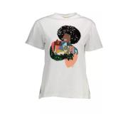 Witte Katoenen T-shirt met Korte Mouwen en Print Kocca , White , Dames