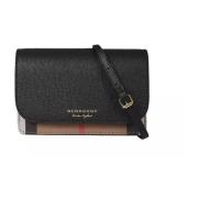 Dames Leren Schoudertas Textiel Burberry , Black , Dames