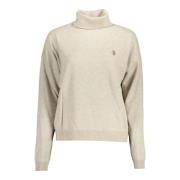 Elegante Beige Coltrui met Borduursel U.s. Polo Assn. , Beige , Dames