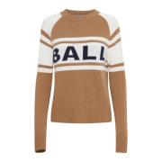 Logo Gebreide Trui Komijn Melange Ball , Brown , Dames