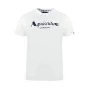 Britse Charme Logo Katoenen Tee Aquascutum , White , Heren