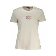 Stijlvol wit logo T-shirt met unieke print Napapijri , White , Dames