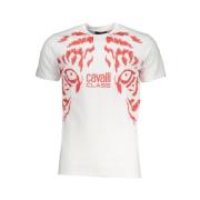 Wit Katoen Logo Print T-shirt Cavalli Class , White , Heren