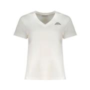 Witte Katoenen V-Hals T-Shirt met Logo Kappa , White , Dames