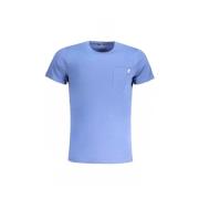 Blauw Katoenen T-shirt met Contrastdetails K-Way , Blue , Heren