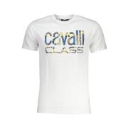 Korte Mouw Tee met Logo Print Cavalli Class , White , Heren