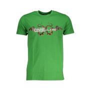 Groen Katoen Logo Print T-Shirt Cavalli Class , Green , Heren