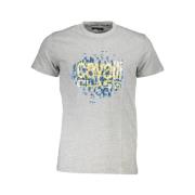 Grijze Katoenen Logo Print T-Shirt Cavalli Class , Gray , Heren