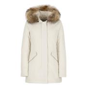 Ivoor Tech Stof Parka met Afneembare Bont Capuchon Woolrich , White , ...