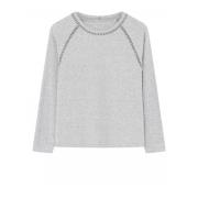 Lange mouw T-shirt met geborduurde details Gustav , Gray , Dames