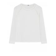 Wit T-shirt met Lange Mouwen en Geborduurde Details Gustav , White , D...