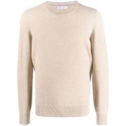 Kameel Kasjmier Ronde Hals Trui Canali , Beige , Heren