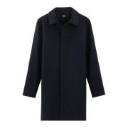 Navy Blauwe Wollen Jas A.p.c. , Blue , Heren