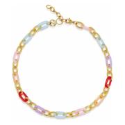 Womens Cable Chain Choker with Colorful Links Nialaya , Yellow , Dames