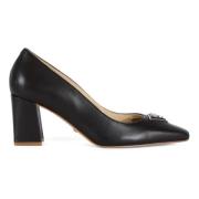 Leren Logo Plaat Chunky Heel Pumps Guess , Black , Dames