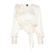 Witte Gerimpelde Pofmouw Blouse Pinko , White , Dames