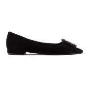 Zwarte suède Amaia loafer met juweeldetail Roberto Festa , Black , Dam...