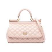 Sicily Leren Handtas Powder Dolce & Gabbana , Pink , Dames