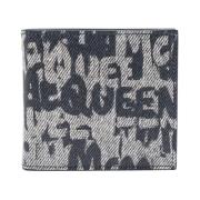 Blauwe Graffiti Denim Portemonnee Alexander McQueen , Blue , Heren