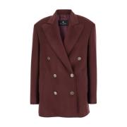 Bordeaux Oversize Caban Coat Etro , Red , Dames