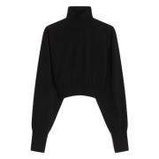 Zwarte Wol Mock Neck Sweater Sportmax , Black , Dames