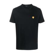 Zwarte Medusa Geborduurde T-shirts en Polos Versace , Black , Heren