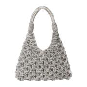 Kristalversierde Handgeweven Tas Hibourama , Gray , Dames