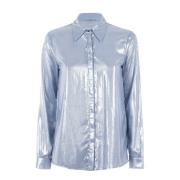 Metallic Blauwe Shirt - Zomer Stijl Liu Jo , Blue , Dames