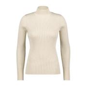 Glitter Turtle Neck Sweater Red Button , Beige , Dames