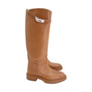 Pre-owned Leather boots Hermès Vintage , Beige , Dames