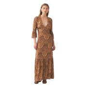 Print maxi jurk Rocio Antik Batik , Brown , Dames