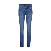 Donkere Slim Fit Jeans Red Button , Blue , Dames