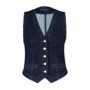 Denim Gilet met Knopen Red Button , Blue , Dames