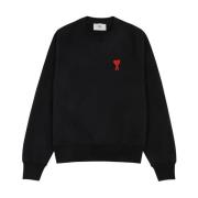 Zwart Sweatshirt van Biologisch Katoen met Geborduurd Logo Ami Paris ,...