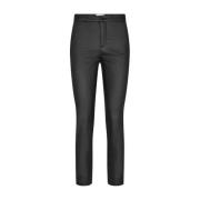 Leren enkelbroek met zakken Freequent , Black , Dames