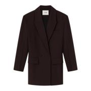 Pinstriped Blazer met Box Schouder Aeron , Red , Dames