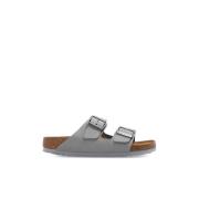 Comfortabele Leren Sliders Birkenstock , Gray , Dames