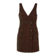 Korte jurk multicolor tweed winter Pinko , Brown , Dames