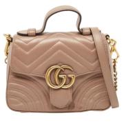 Pre-owned Leather handbags Gucci Vintage , Beige , Dames