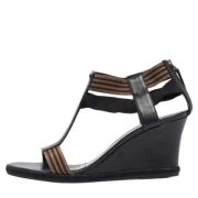 Pre-owned Leather sandals Fendi Vintage , Black , Dames