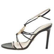 Pre-owned Leather sandals Versace Pre-owned , Black , Dames