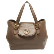 Pre-owned Leather totes Gucci Vintage , Beige , Dames