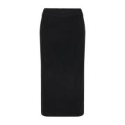 Moderne Geribbelde Midi Rok Zwart Soyaconcept , Black , Dames