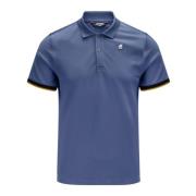 Stretch Katoenen Poloshirt met Gestreepte Randen K-Way , Blue , Heren