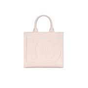 Roze Leren Tote Tas met DG Logo Dolce & Gabbana , Pink , Dames