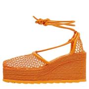 Pre-owned Leather espadrilles Bottega Veneta Vintage , Orange , Dames