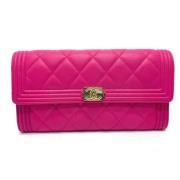 Pre-owned Leather wallets Chanel Vintage , Pink , Dames