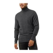 Merino Turtle Neck Sweater Donkergrijs Calvin Klein , Gray , Heren