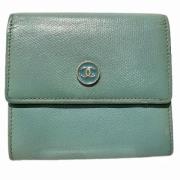 Pre-owned Leather wallets Chanel Vintage , Blue , Dames