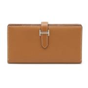 Pre-owned Leather wallets Hermès Vintage , Beige , Dames